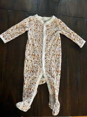 Carter's Cream Footed One-Piece with Rust and Mauve Floral Print